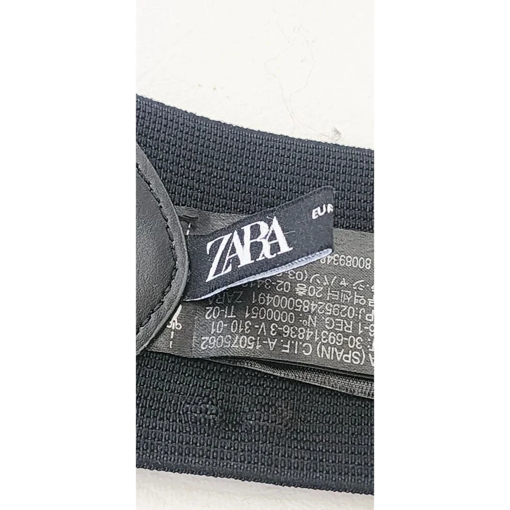 Zara Women’s Black Wide Waist Belt Stretch Elastic Gold-Tone Buckle Size 30